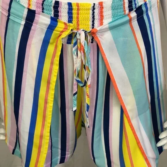 Nanette Lepore Amalfi Coast Striped Off The Shoulder Crop Top Shorts Set M / L